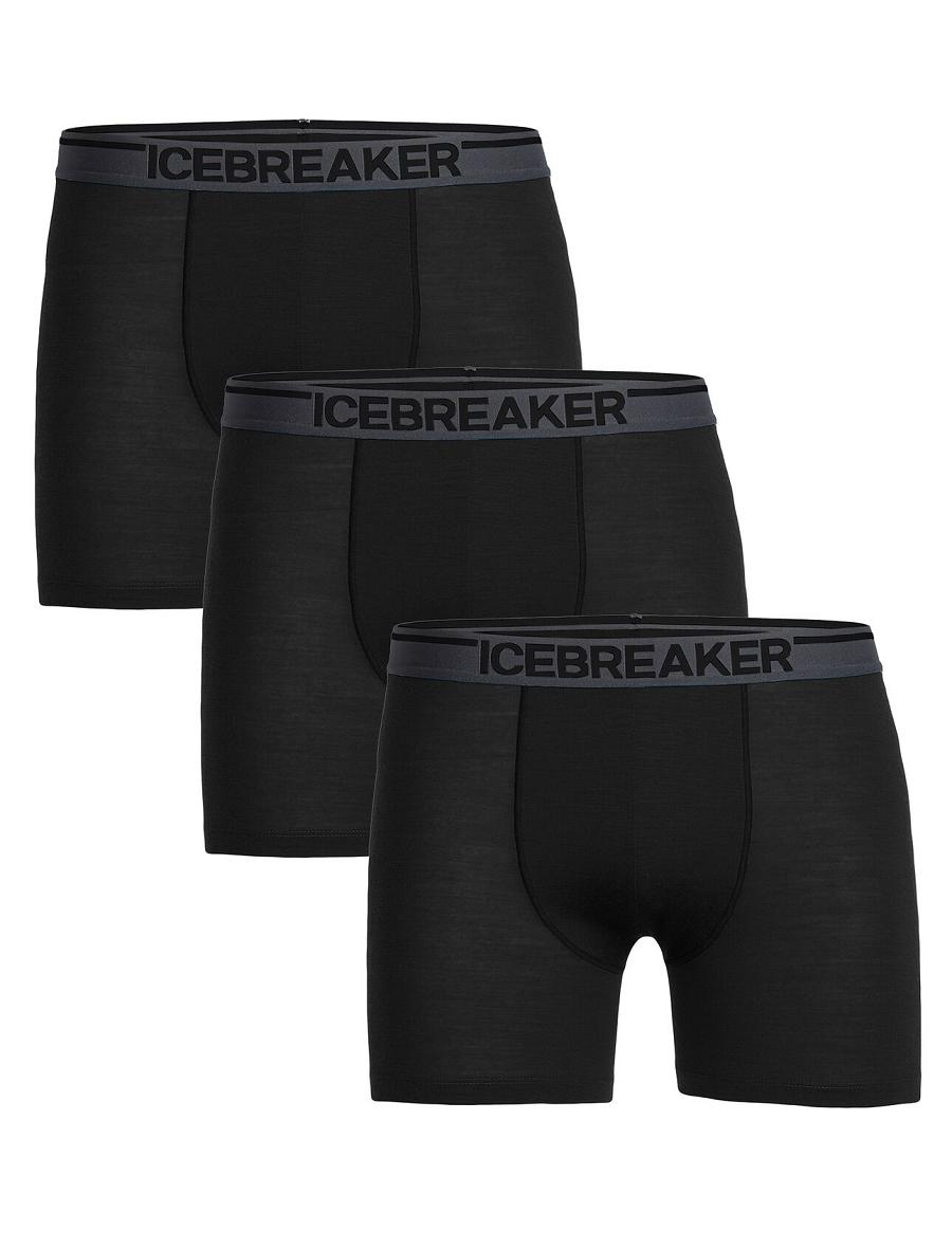 Bielizny Icebreaker Merino Anatomica Boxers 3 Pack Męskie Czarne | PL 1666FDNM